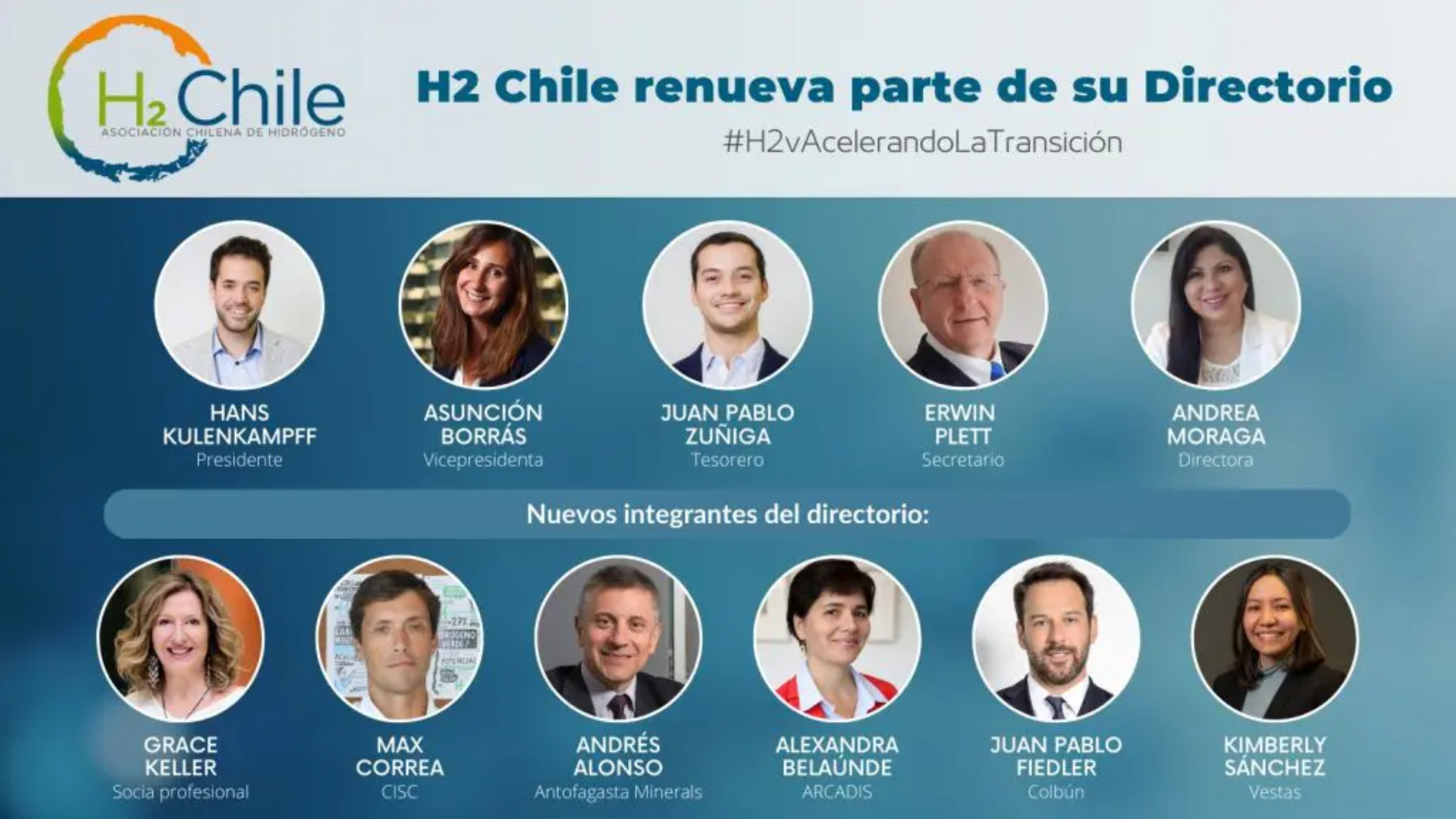 H2 Chile renueva parte de su directorio con énfasis en potenciar la materialización de proyectos