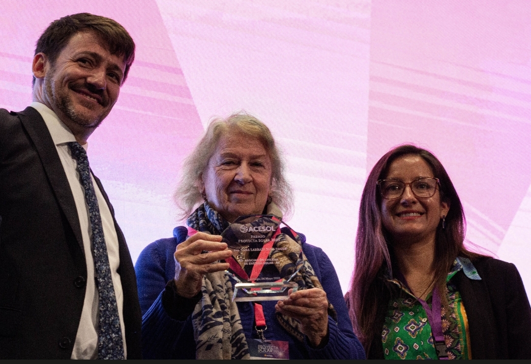Acesol: Sara Larraín recibe el Premio Proyecta Solar por su apoyo a la industria